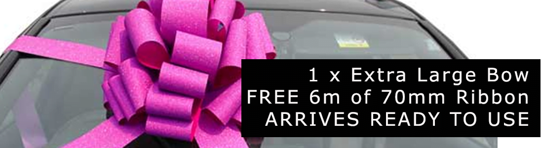 Glitter Pink Giant Car Bow, Pink Glitter Bow For Car Bonnets