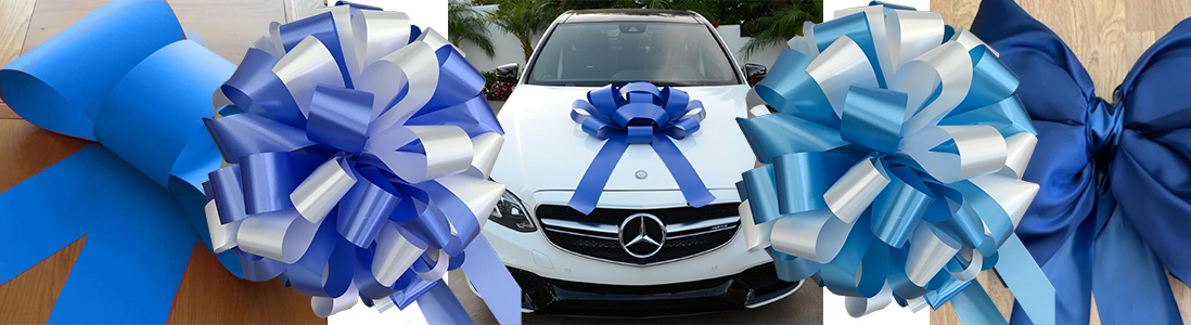 Big Blue Car Bows – Blue Car Bows For Birthday Gifts, Blue Bows For Car Showrooms – Next Day Delivery – ARRIVES READY TO USE