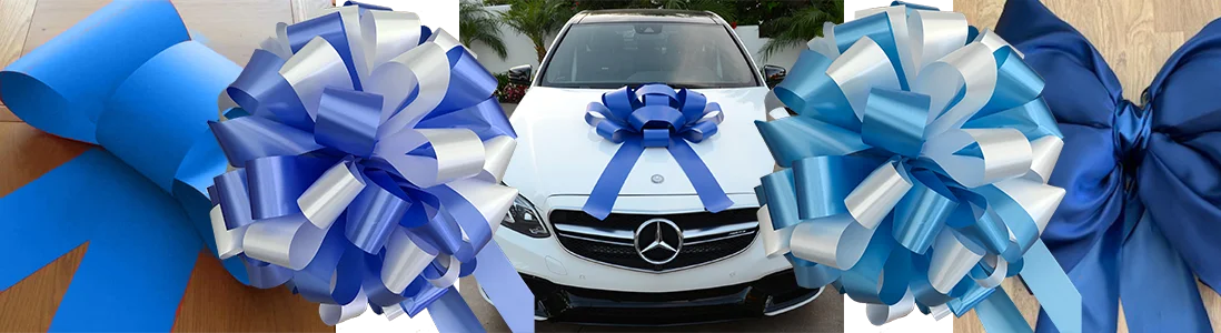 Big Blue Car Bows – Blue Car Bows For Birthday Gifts, Blue Bows For Car Showrooms – Next Day Delivery – ARRIVES READY TO USE