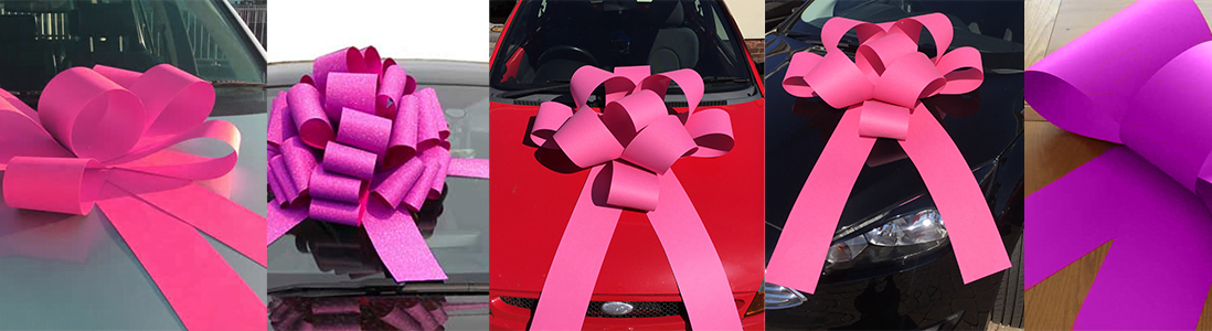 Big Pink Car Bows – Pink Car Bows For Birthday Gifts, Pink Bows For Car Showrooms – Next Day Delivery – ARRIVES READY TO USE