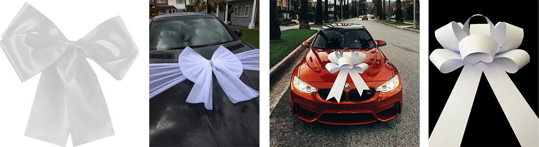 Big White Car Bows – White Car Bows For Birthday Gifts, White Bows For Car Showrooms – Next Day Delivery – ARRIVES READY TO USE