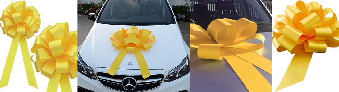 Big Yellow Car Bows – Yellow Car Bows For Birthday Gifts, Yellow Bows For Car Showrooms – Next Day Delivery – ARRIVES READY TO USE