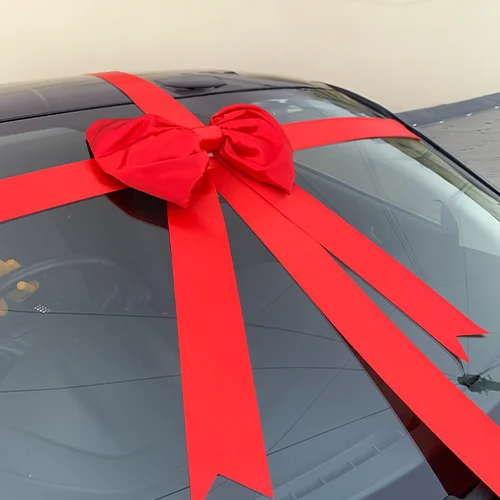 Big Red Padded Ribbon Car Bow
