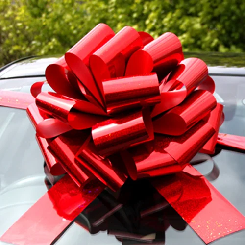 Big Red Holographic Car Bow FREE 6m Matching Ribbon To Wrap The Car